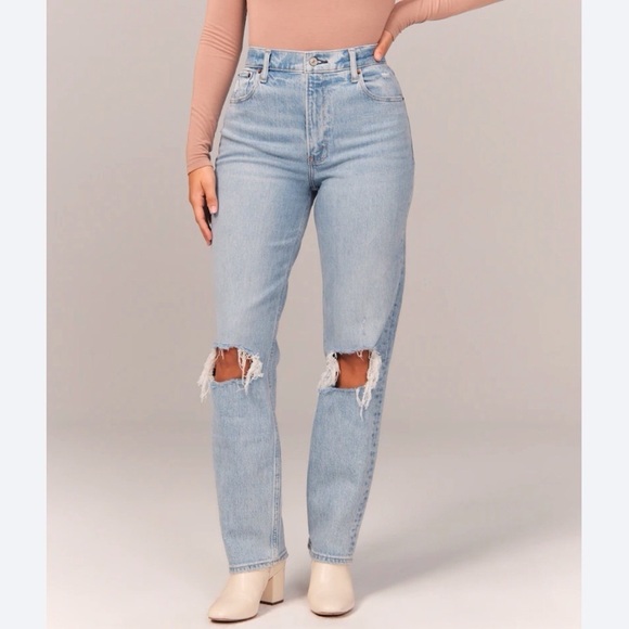 Abercrombie 4 Short (27S) 90s Straight Ultra High Rise Curve Love Women’s Jeans - Picture 11 of 11